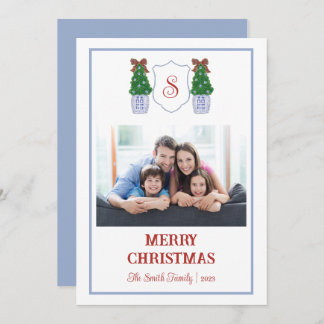 シノワズリー ブルー アンド ホワイト クリスマス カード