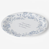 シノワズリー ブルー フラワーブライダルシャワー ペーパープレート (アングル)