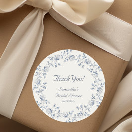 シノワズリー ブルー フラワーブライダルシャワー ラウンドシール