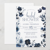 シノワズリー ブルー ブライダル シャワー 招待状 (正面/裏面)