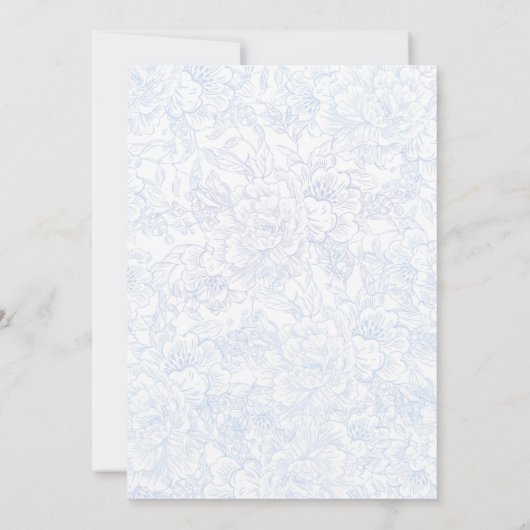 シノワズリー ブルー 牡丹 ウェディング セーブ・ザ・デート 招待状 (裏面)