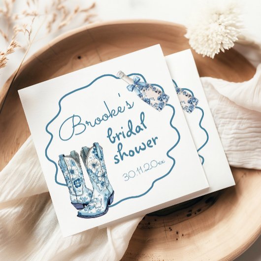 シノワズリー ブーツとバブル ブライズシャワー スタンダードカクテルナプキン