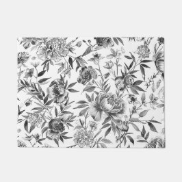 シノワズリー 水彩 花 ボタニカルペインティング ドアマット