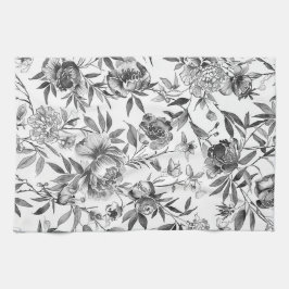 シノワズリー 水彩 花 ボタニカル ペインティング キッチンタオル