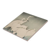 シノワズリー 白鷺 冬雪 パターン タイル (側面)