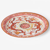 シノワズリー 赤金 帝国龍 フェイク チャイナ ペーパープレート (アングル)