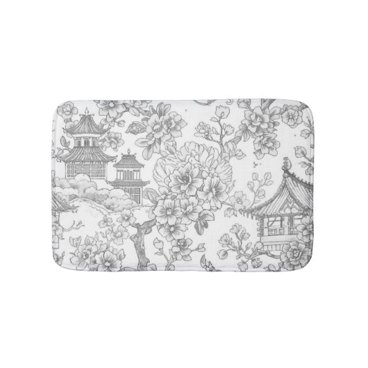 シノワズリ トワル ドラゴン 桜 装飾柄 バスマット (正面)