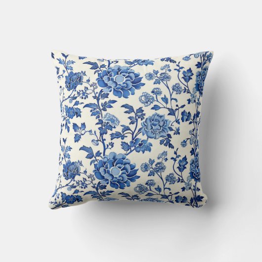 シノワセの花の模様の穏やかな青い花 クッション (裏面)