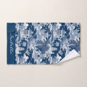 シノワセリーアジア絵画の風景の青い白 バスタオルセット (ハンドタオル)