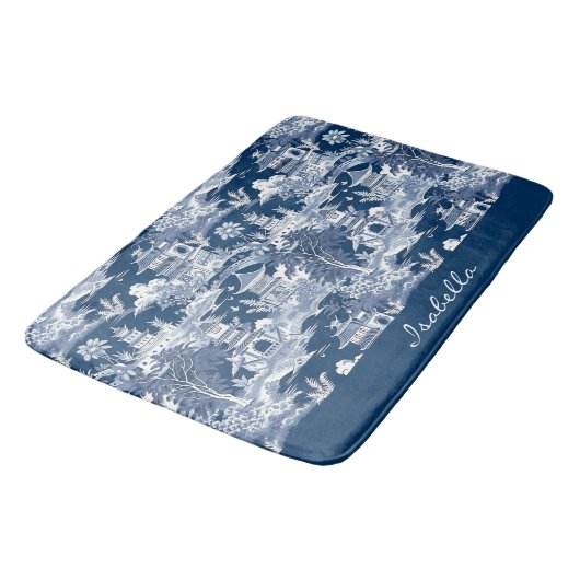 シノワセリーアジア絵画の風景の青い白 バスマット (アングル)