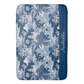 シノワセリーアジア絵画の風景の青い白 バスマット (正面縦)