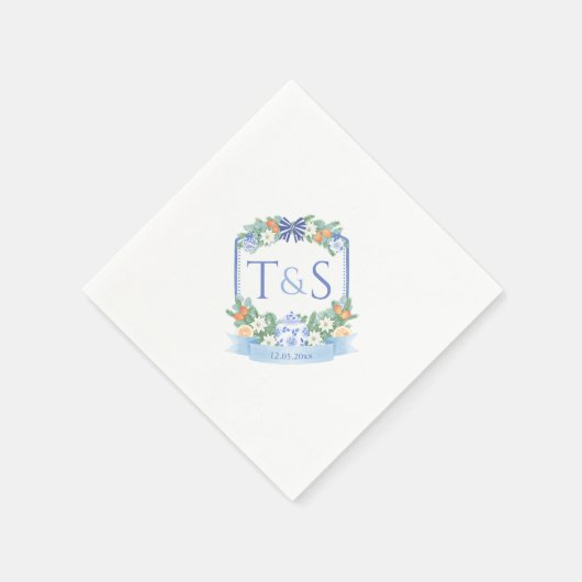 シノワセリーホリデーズカップルクレストウェディングパーティー スタンダードカクテルナプキン (角)