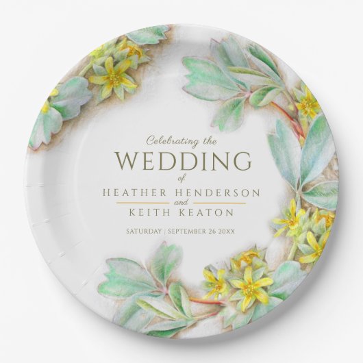 シバルディア・プロクムベンの野花の結婚水色 ペーパープレート (正面)