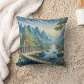 シバートアジア風光明媚な青と緑の装飾 クッション (ブランケット)