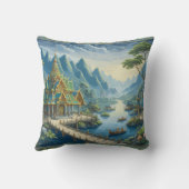 シバートアジア風光明媚な青と緑の装飾 クッション (裏面)