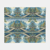 シバートアジア風光明媚な青と緑の装飾 フリースブランケット (正面(横))