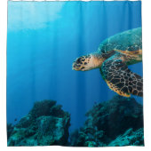 シパーソナライズされたクールートルブルー海 シャワーカーテン (正面)