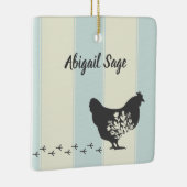 シパーソナライズされたルエットチキンウィズフラワーファーム セラミックオーナメント (右)