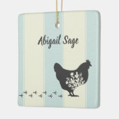 シパーソナライズされたルエットチキンウィズフラワーファーム セラミックオーナメント (左)