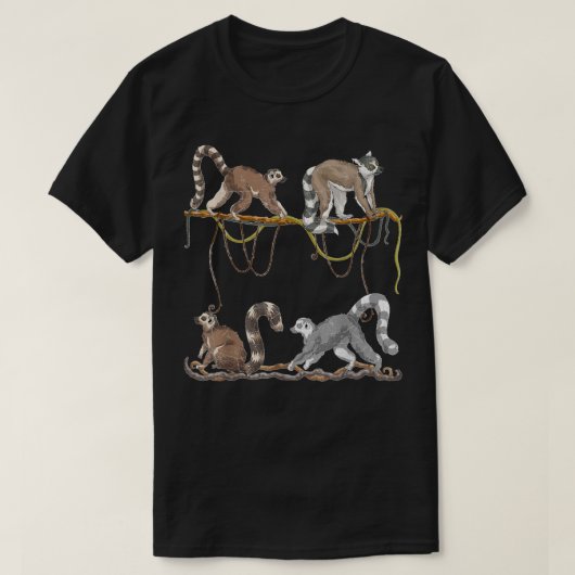 シファカスモンキーズー動物愛好家マダガスカルキムール Tシャツ (デザイン正面)