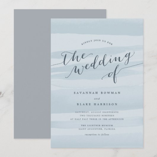 シフォンウォーターカラー結婚式招待状 |空 招待状 (正面/裏面)