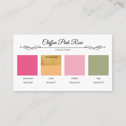 シフォンピンクローズ結婚のコレクションカラーカード エンクロージャーカード (正面)