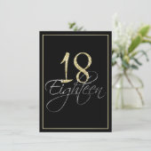 シフォーマルルバーブラックと金ゴールドの18歳誕生日パーティー 招待状 (スタンド正面)