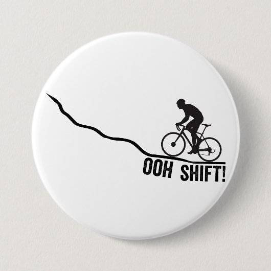 シフターを使うおもしろバイカー 缶バッジ (正面)