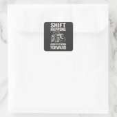 シフトは起こるもの 前に進め - 楽しいトラクター スクエアシール (バッグ)
