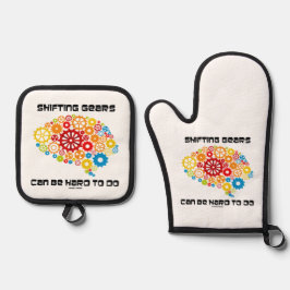 シフトギアは、脳のギアユーモアを行う懸命である可能性がある 鍋つかみ&鍋敷きセット