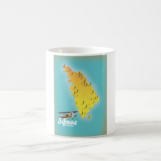 シフノス島 ギリシャ レトロ地図 コーヒーマグカップ (中央)