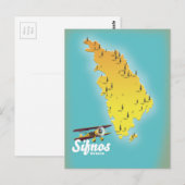 シフノス島 ギリシャ レトロ地図 ポストカード (正面/裏面)