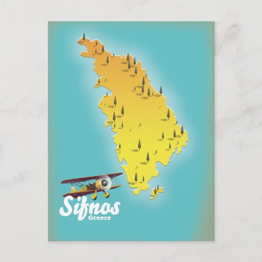 シフノス島 ギリシャ レトロ地図 ポストカード (正面)