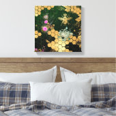 シフランスのックビクトリアン,ビー,フローラ,金ゴールドフォイル,ベル キャンバスプリント (インサイチュ (寝室))