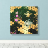 シフランスのックビクトリアン,ビー,フローラ,金ゴールドフォイル,ベル キャンバスプリント (インサイチュ (ウッドフロア))