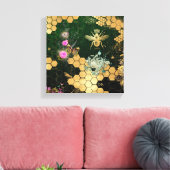 シフランスのックビクトリアン,ビー,フローラ,金ゴールドフォイル,ベル キャンバスプリント (インサイチュ (リビング))