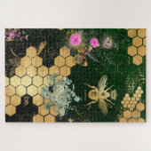 シフランスのックビクトリアン，ビー，フローラ,金ゴールドフォイル，ベル ジグソーパズル (横)