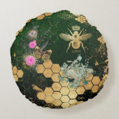 シフランスのックビクトリアン,ビー,フローラ,金ゴールドフォイル,ベル ラウンドクッション (裏面)