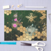 シフランスのックビクトリアン，ビー，フローラ,金ゴールドフォイル，ベル 薄葉紙 (クラフト)