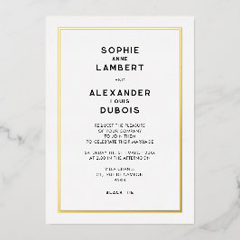 シフランスのッミニマルク縁ど結婚金ゴールドズ 箔招待状