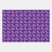 シフードッグシルエットパープルハッピーバースデー ラッピングペーパーシート (正面)