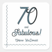 シブいブルーの70歳の誕生日おめでとう スクエアシール (正面)