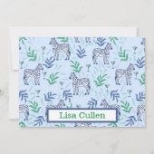 シブパーソナライズされたラとマ名門私立校風のルティーニスブルー サンキューカード (正面)