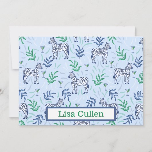 シブパーソナライズされたラとマ名門私立校風のルティーニスブルー サンキューカード (正面)