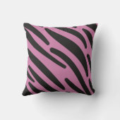 シブラストライプピンクの黒い野生動物 クッション (裏面)
