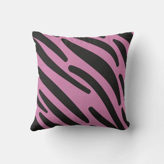 シブラストライプピンクの黒い野生動物 クッション (裏面)
