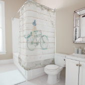 シプラップ木製木製自転車ビクトリアンアート シャワーカーテン (インサイチュ)