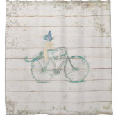 シプラップ木製木製自転車ビクトリアンアート シャワーカーテン (正面)