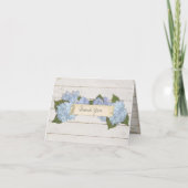 シプラップ 木製 木の板 青いハイドランジア ありがとう サンキューカード (正面)