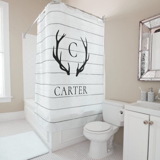 シプラ素朴プフェイクアントラーモノグラム |農家 シャワーカーテン (インサイチュ)